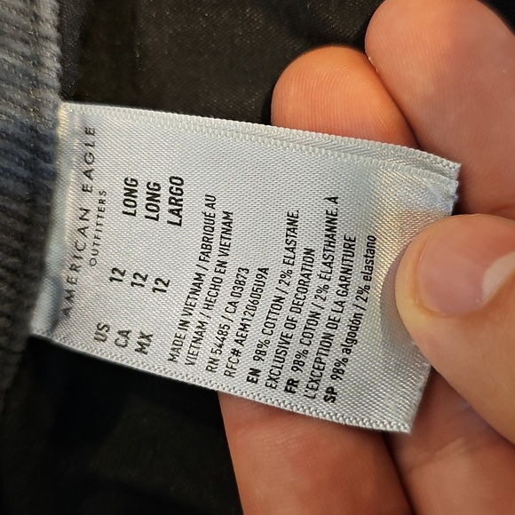American Eagle Stretch Size 12 Corderoy Mom Straight Leg Jeans - Dark Gray - Picture 8 of 8
